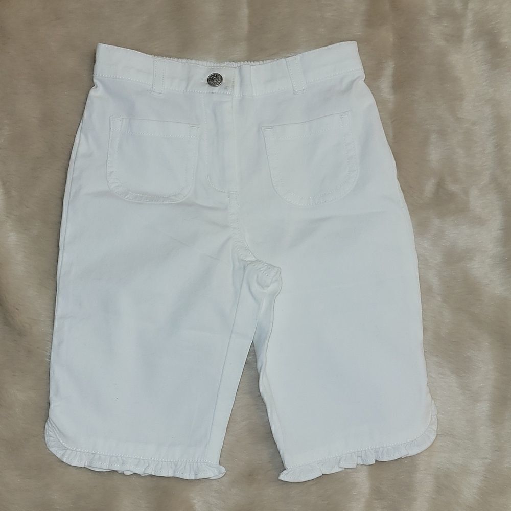 JANIE AND JACK WHITE RUFFLE HEM CAPRIS, SIZE 12-18 MONTHS, NEW!
